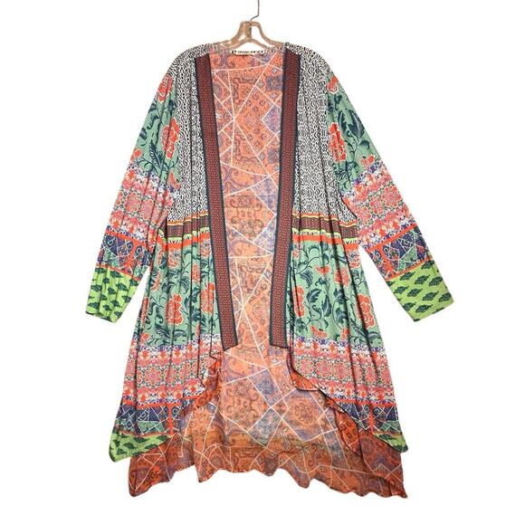 Soft Surroundings Womens 3X Longline Cardigan Kimono Duster Open Front Kimono EC - Picture 7 of 8